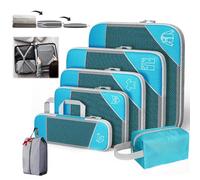 Simplifyliving Compression Packing Cubes, Portsmtwen Compression Packing Cubes for Travel, 5/6 Set Compressible, Suitcase Organizer Bags Set, Lightweight and Space-Saving (Blue,6Set)