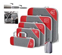 Simplifyliving Compression Packing Cubes, Portsmtwen Compression Packing Cubes for Travel, 5/6 Set Compressible, Suitcase Organizer Bags Set, Lightweight and Space-Saving (Red,5Set)