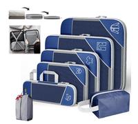 Simplifyliving Compression Packing Cubes, Portsmtwen Compression Packing Cubes for Travel, 5/6 Set Compressible, Suitcase Organizer Bags Set, Lightweight and Space-Saving (Navy Blue,6Set)