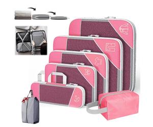 Simplifyliving Compression Packing Cubes, Portsmtwen Compression Packing Cubes for Travel, 5/6 Set Compressible, Suitcase Organizer Bags Set, Lightweight and Space-Saving (Pink,6Set)