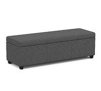 SIMPLIHOME Avalon Banc ottoman rectangulaire contemporain extra large en tissu polyester et lin gris ardoise 137,2 cm de large, assemblé, pour salon, entrée et salle familiale