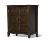 SIMPLIHOME Burlington Armoire de rangement basse de transition en bois massif de 76,2 cm de large, marron acajou pour salon, entrée et salle familiale