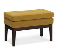 SIMPLIHOME Carlson Banc ottoman en souci, 38,1 x 67,4 x 44,5 cm (H x l x P), cadre en bois de pin massif avec pieds en noyer foncé, assise compacte pour salon