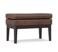 SIMPLIHOME Carlson Banc ottoman, marron vieilli, 67,1 x 38,1 x 44,5 cm, cadre en bois de pin massif avec rembourrage en similicuir pour salon, chambre à coucher, entrée