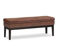 SIMPLIHOME Carlson Banc ottoman rectangulaire en similicuir marron vieilli pour salon et chambre à coucher 114,3 cm de large