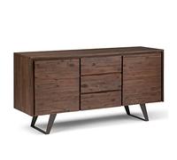 Simplihome Lowry Buffet rectangulaire industriel moderne en bois d'acacia massif et métal de 152,4 cm de large, marron anthracite vieilli, pour salle à manger et cuisine