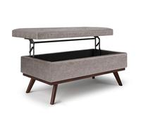 SIMPLIHOME Owen Grande table basse rectangulaire de 106,7 cm de large en similicuir gris vieilli, pour salon, salle familiale et entrée