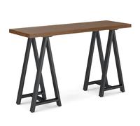 SIMPLIHOME Sawhorse Canapé en bois massif de 50 pouces de large, moderne, industriel, spacieux, table d'entrée en noyer pour salon, entrée et chambre à coucher