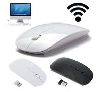 SIMPLISIM: Souris Optique sans Fil Design Ultra Fine Ergonomique 2,4 GHZ USB Extra Plate (Blanc)
