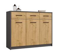 SIMPLO 3D3S COMMODE 109 CM 3 PORTES 3 TIROIRS CHÊNE ARTISANAL ANTHRACITE