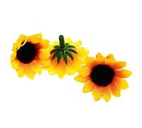Simpls Lot de 100 petites fleurs de tournesol artificielles Gerbera pour décoration de fête de mariage (jaune et café)
