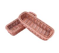 Simpls Lot de 2 corbeilles à couverts rectangulaires en plastique et rotin - Boîte de rangement pour couverts, pain, gâteau