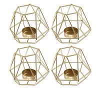 Simpls Lot de 4 photophores en métal au design géométrique pour bougies à thé - Pour décoration de maison de mariage