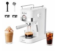 SIMPLUS Machine à Expresso 15 Bars avec Mousseur à Lait, Cafetière à Grains avec Réservoir 1.2L, Chauffe-Tasse et Arrêt Automatique, Idéale pour Espresso, Cappuccino et Latte