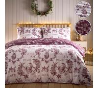 Simply Charlotte Santa Joy Parure de lit avec Housse de Couette pour lit Super King Size Prune, Violet
