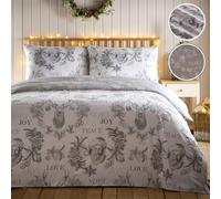 Simply Charlotte Santa Joy Parure de lit pour lit Simple Motif Noël Gris