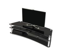 Ateca Support d'écran plat Simply Curve 75" Noir acier inoxydable, verre trempé, 60 kg