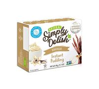 Simply Delish, Natural Pudding, and Pie Filling - Fat and Gluten Free, Vegan Sweet, Vanilla Flavour - Pack of 6, Sugar Free Pudding