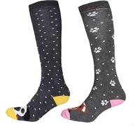 Simply Essentials - Chaussettes pour femmes Chien Welly (lot de 2) 1735 (37 EU-40,5 EU) (Gris/Gris foncé)