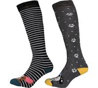 Simply Essentials - Chaussettes pour femmes Chien Welly (lot de 2) 1735 (37 EU-40,5 EU) (Noir/Gris)