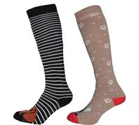 Simply Essentials - Chaussettes pour femmes Chiens Welly (lot de 2) 1735 (37 EU-40,5 EU) (Gris foncé/Beige)