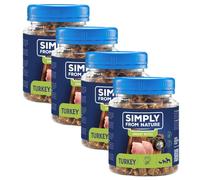 SIMPLY FROM NATURE Smart Bites - Friandises de viande de dinde pour chiens - 4x130 g