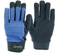 Simply Gants unisexes en cuir synthétique Slmg003, noir et bleu, XL UK
