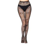 Simply Joshimo Collants en résille pour femme noir/Collant élastique - Petit, Régulier, Grand & Maille baleine, Cœur Amour, Taille unique