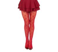 Simply Joshimo Collants Mode Femme Motif Résille Amour Coeur Valentine Noir Rouge Blanc, Rouge, taille unique