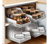 Simply Maison - LOT DE 2 Tiroirs coulissants cuisine adhesif - Profondeur XL 52cm - Spécial caisson 60cm -100% Gain de place - Antichute - Range couvercle poele - Sans perçage