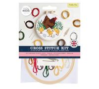 Simply MAKE Kit de broderie au point de croix, mère poule, multicolore, kit de bricolage unique, kits de point de croix pour adultes, kit de couture et kit de broderie pour travaux manuels, fils à