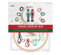 Simply MAKE Kit de broderie au point de croix - Motif casse-noisettes pour enfants et adultes, avec cerceau, fil à broder, tissu et aiguille - Parfait pour les travaux manuels pour adultes et les