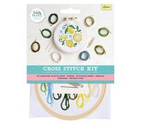 Simply MAKE Kit de broderie au point de croix - Motif citrons pour enfants et adultes, avec cerceau, fil à broder, tissu et aiguille - Parfait pour les travaux manuels adultes et débutants - Kit de