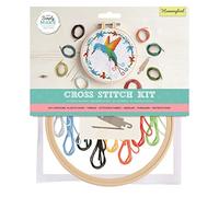 Simply MAKE Kit de broderie au point de croix - Motif colibri pour enfants et adultes, avec cerceau, fil à broder, tissu et aiguille - Parfait pour les travaux manuels pour adultes et les débutants -