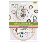 Simply Make Kit de broderie au point de croix - Motif hérisson pour enfants et adultes, avec cerceau, fil à broder, tissu et aiguille - Parfait pour les travaux manuels pour adultes et débutants - Kit