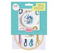Simply MAKE Kit de broderie au point de croix - Motif licorne pour enfants et adultes, avec cerceau, fil à broder, tissu et aiguille - Parfait pour les travaux manuels pour adultes et les débutants -