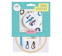 Simply MAKE Kit de broderie au point de croix - Motif oiseau bleu pour enfants et adultes, avec cerceau, fil à broder, tissu et aiguille - Parfait pour les travaux manuels adultes et débutants - Kit