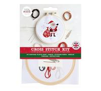 Simply MAKE Kit de broderie au point de croix - Motif Père Noël pour enfants et adultes, avec cerceau, fil à broder, tissu et aiguille - Parfait pour les travaux manuels pour adultes et les débutants