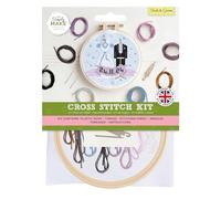 Simply MAKE Kit de broderie au point de croix pour adultes - Motif mariée et marié - Multicolore - Fils à broder inclus