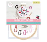 Simply MAKE Kit de broderie au point de croix pour enfants et adultes, avec cerceau, fil à broder, tissu et aiguille, parfait pour les travaux manuels pour adultes et débutants