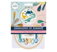 Simply Make Kit de broderie par numéros dinosaures - Kit de broderie pour adultes - Pour mur, décoration d'intérieur