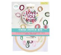 Simply MAKE Kit de point de croix « Love You Mum » - Multicolore - Kit de bricolage unique pour adultes - Kit de couture et kit de broderie pour travaux manuels - Fils à broder inclus