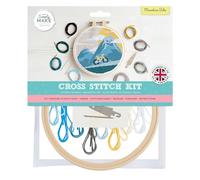 Simply MAKE Kit de point de croix motif vélo de montagne, enfants et adultes, cerceau, fil à broder, loisirs créatifs pour adultes, kit d'artisanat pour débutants