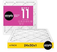Simply Merv 11 Filters 24 x 30 x 1 Filtre à air MPR 1000 (lot de 4) - Taille réelle 23,7 x 29,7 x 0,75 pouces, CVC, AC, four, filtre à air plissé