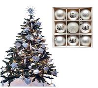 Simply Products pièces de Boules de Luxe de qualité supérieure, décorations de Boules d'arbre de Noël Mates, pailletées, Brillantes et givrées (6 cm) (Argent)