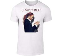 Simply Red Hits T-Shirt Stars Flame CD Book Mick Hucknall Life Blue Sting W White T-Shirts à Manches Courtes(Medium)