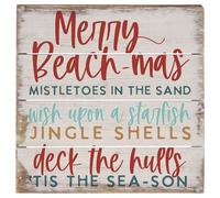 Simply Said, INC Merry Beachmas PET2679 Panneau de palette côtière en bois rustique 15,2 cm Décoration de Noël Décoration de Noël Plage Vacances Accent Fabriqué aux États-Unis