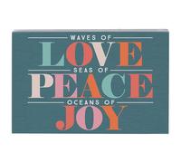 Simply Said, INC Panneau en bois Waves of Love Peace Joy - 8,9 x 13,25 cm - Petite conversation rectangulaire - Décoration de Noël côtière et maison de plage - Fabriqué aux États-Unis - STR2502