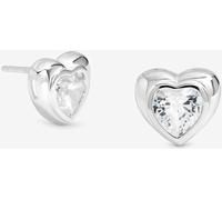 Simply Silver Simply Silver 925 Sterling Silver Cubic Zirconia Centre Heart Stud Earrings