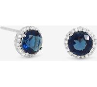 Simply Silver Simply Silver 925 Sterling Silver Cubic Zirconia Sapphire Halo Stud Earrings